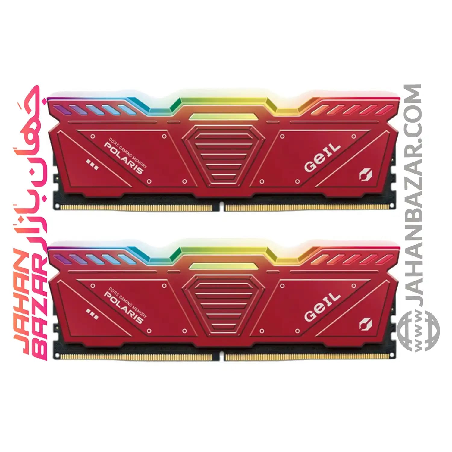 رم دسکتاپ جیل دو کاناله CL38 مدل DDR5 5600 MHz GEIL POLARIS RED ظرفیت 32GB