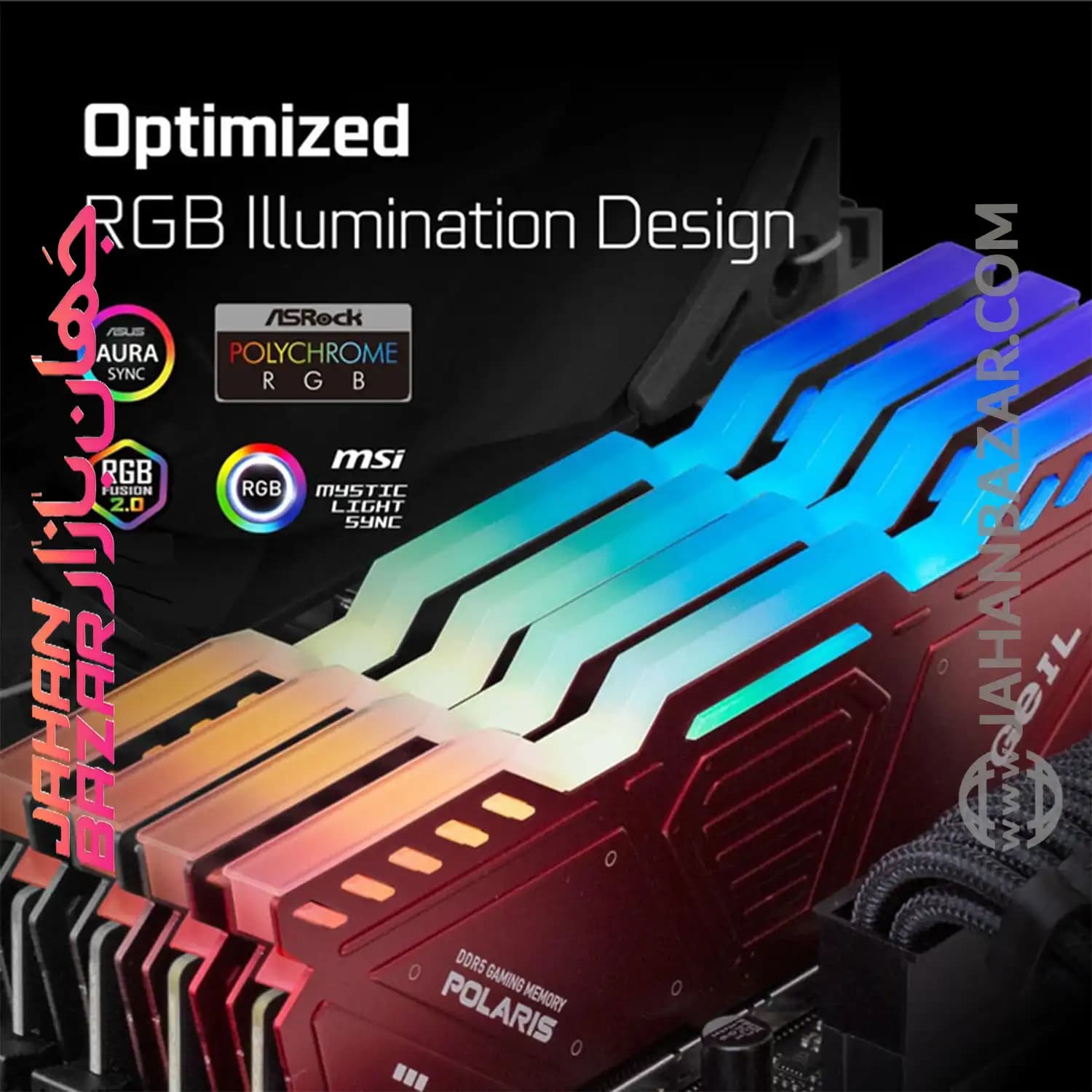 رم دسکتاپ جیل دو کاناله CL38 مدل DDR5 5600 MHz GEIL POLARIS RED ظرفیت 32GB — تصویر ۵