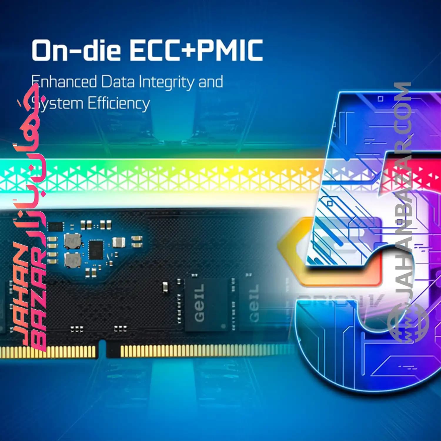 رم دسکتاپ جیل دو کاناله CL38 مدل DDR5 5600 MHz GEIL ORION V WHITE ظرفیت 32GB — تصویر ۶