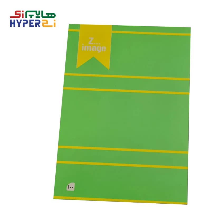 دفتر مقوایی ته چسب 100 برگ زیماژ راه راه سبز