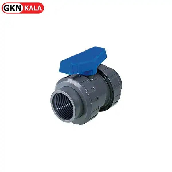 شیر توپی UPVC مهره ماسوره ای دو سر دنده ویسپار