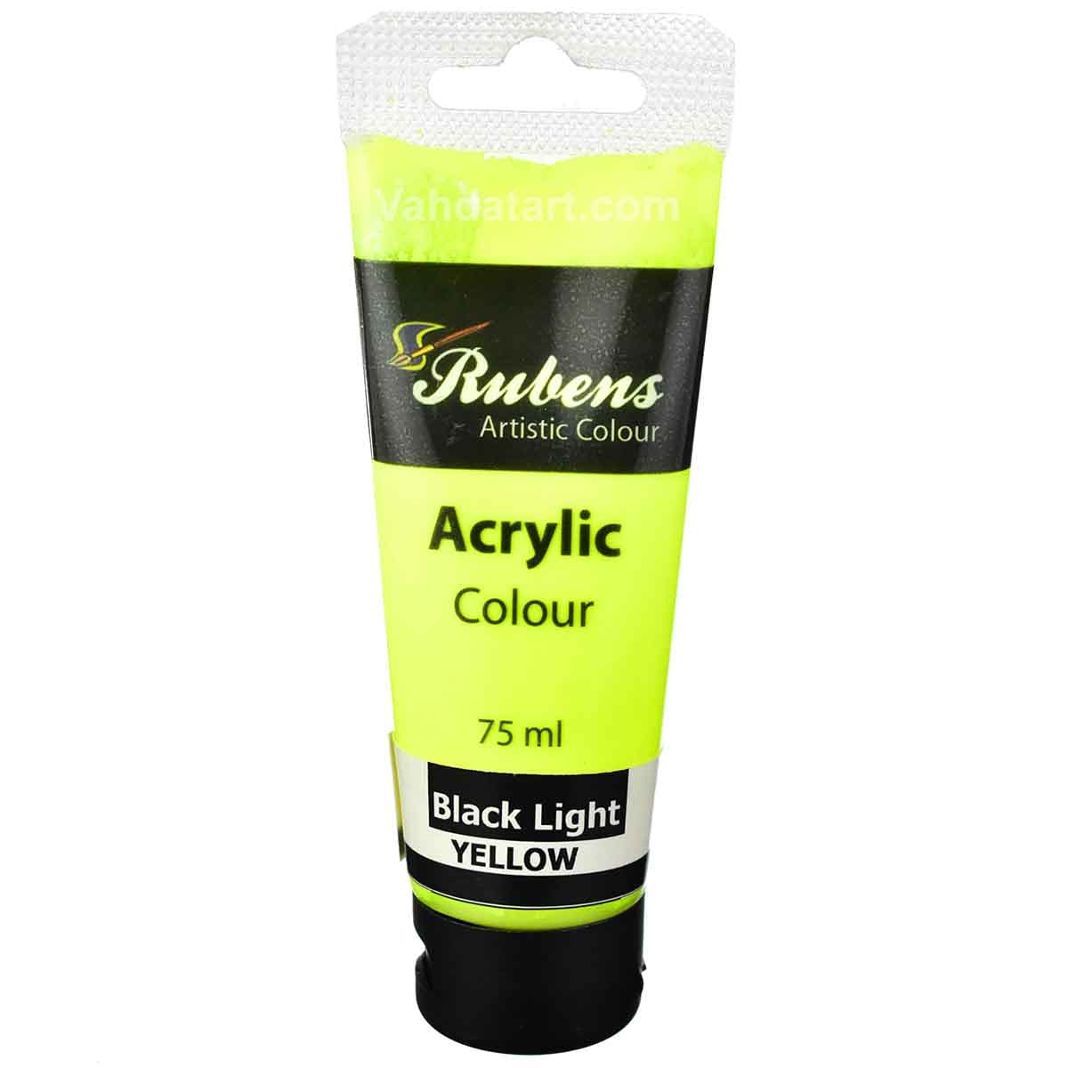 رنگ اکریلیک 75 میل زرد روبنس مدل Black Light