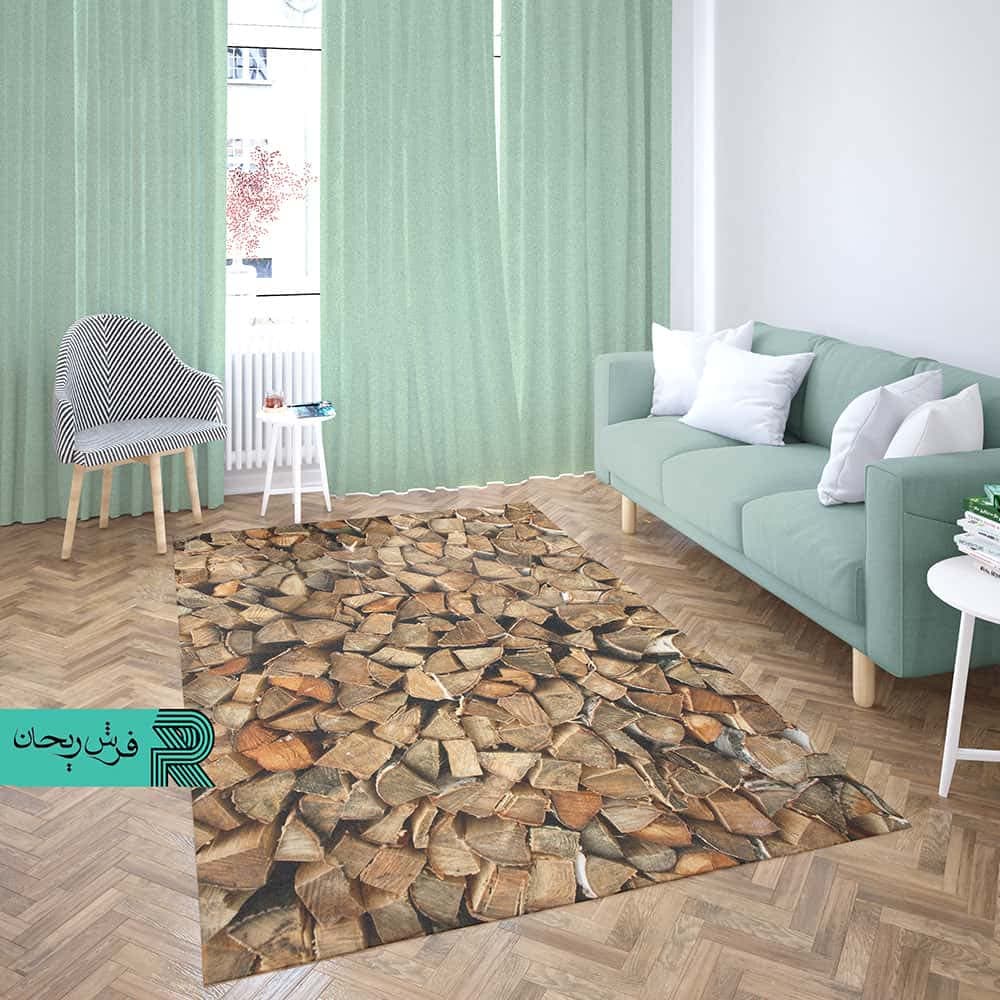 فرش مدرن طرح چوبی