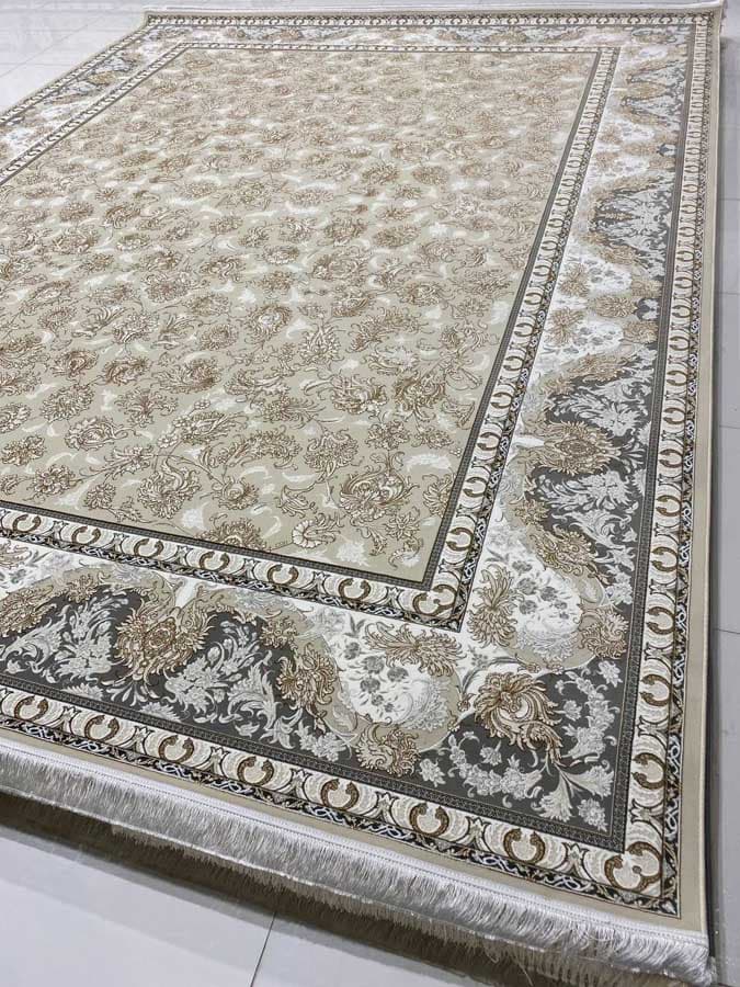 فرش ماشینی ۱۲۰۰شانه اکریلیک هیت ست شاهکار رنگ کرم