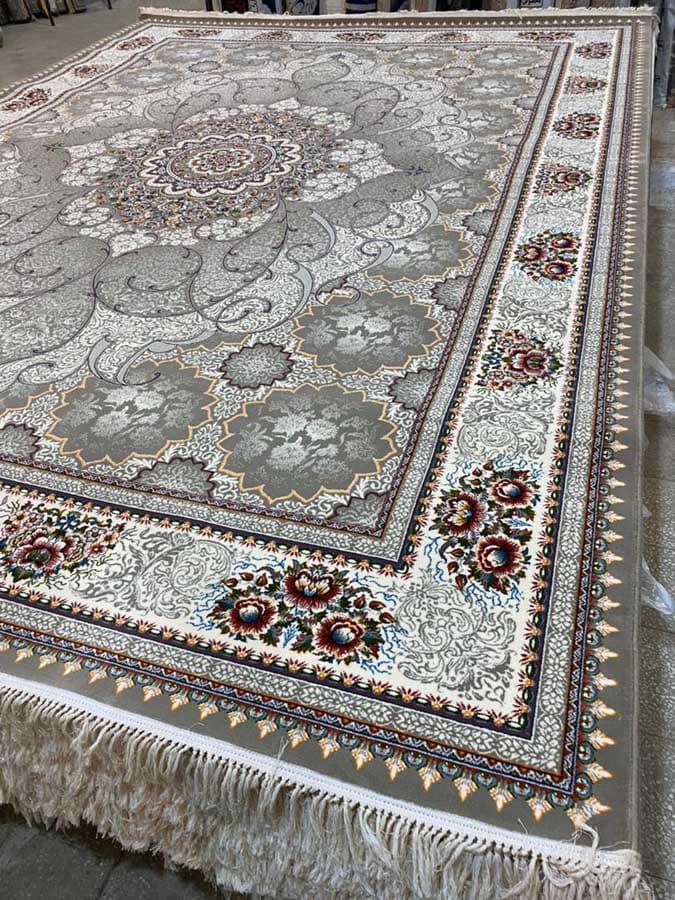 فرش ماشینی ۷۰۰ شانه اکریلیک نقشه چکاوک رنگ فیلی