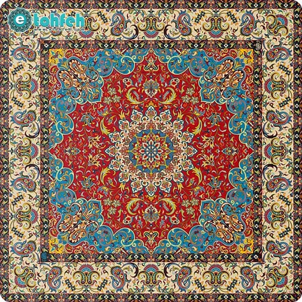 رومیزی مربع ترمه طرح صنم کد ۵۳۱