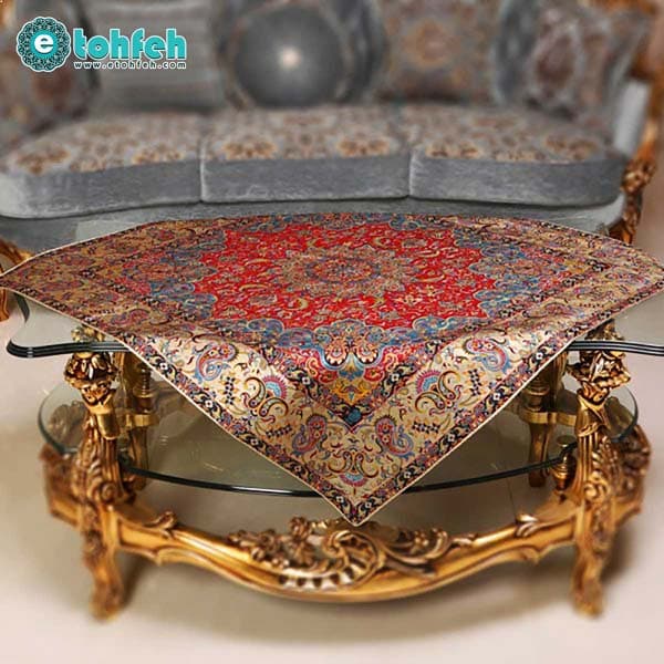 رومیزی مربع ترمه طرح صنم کد ۵۳۱ — تصویر ۳