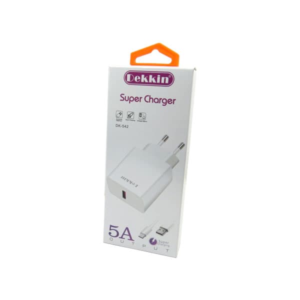 شارژر دیواری DEKKIN دکین مدل DK-542 همراه با کابل اندروید