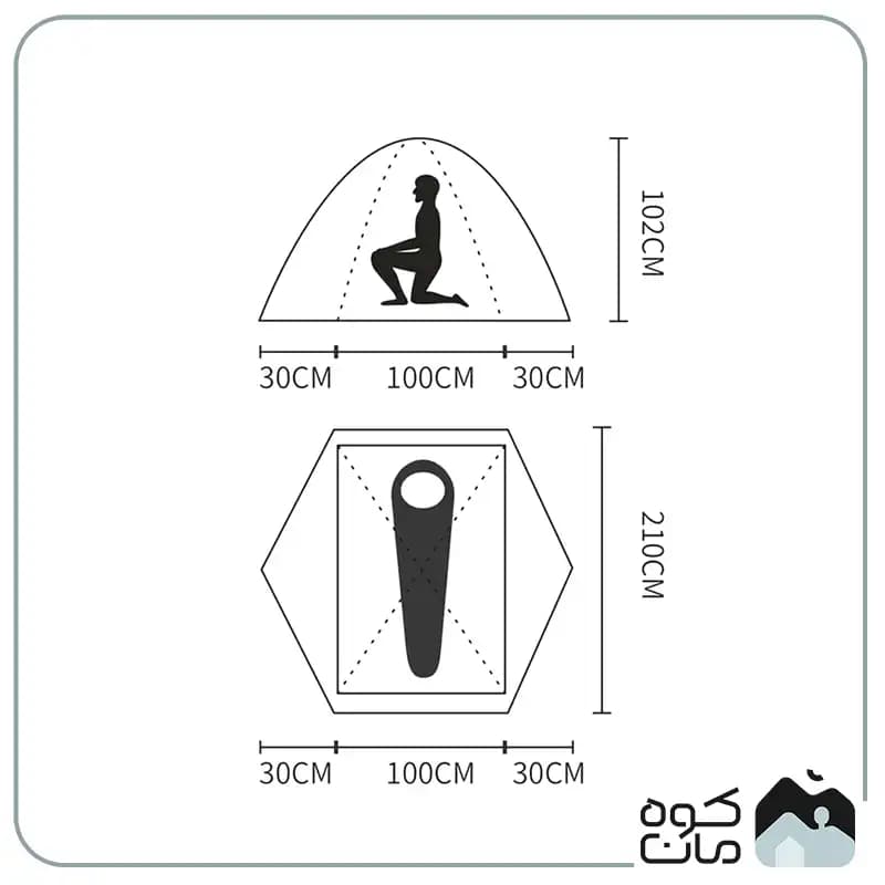چادر کمپینگ 1 نفره کله گاوی جیلو مدل K-2002 — تصویر ۷