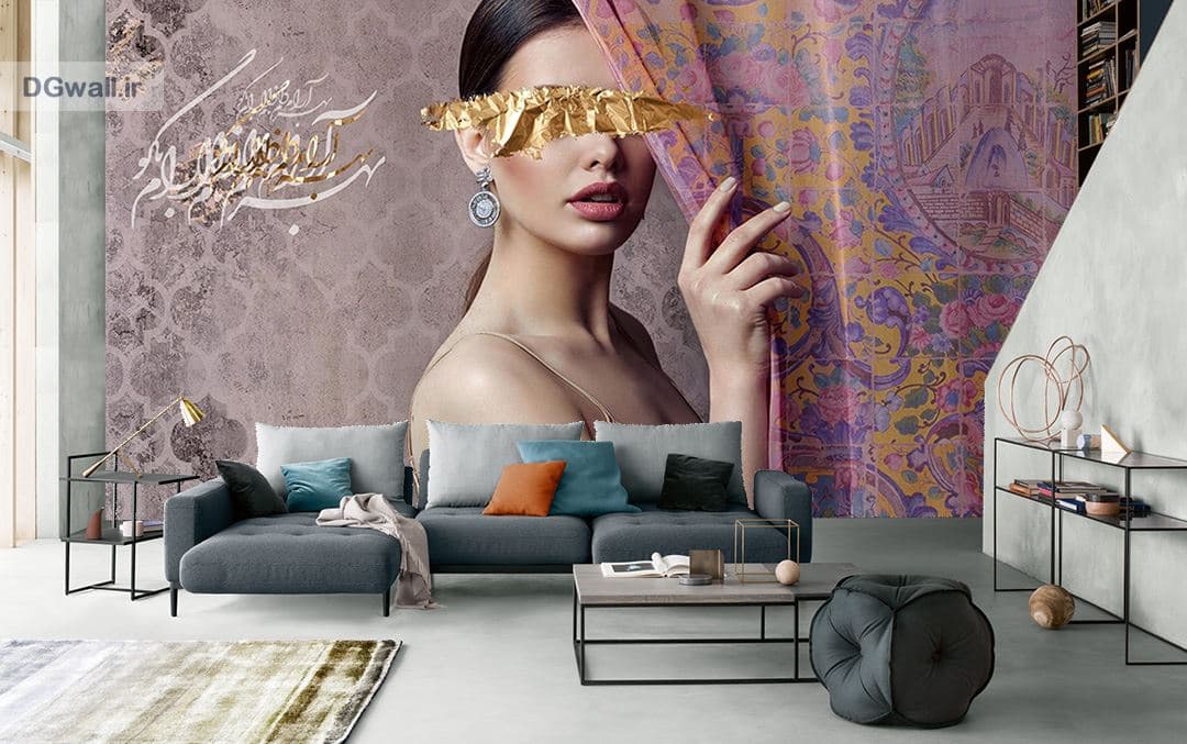 پوستردیواری شعر نستعلیق فارسی طرح دکوراتیو W0174