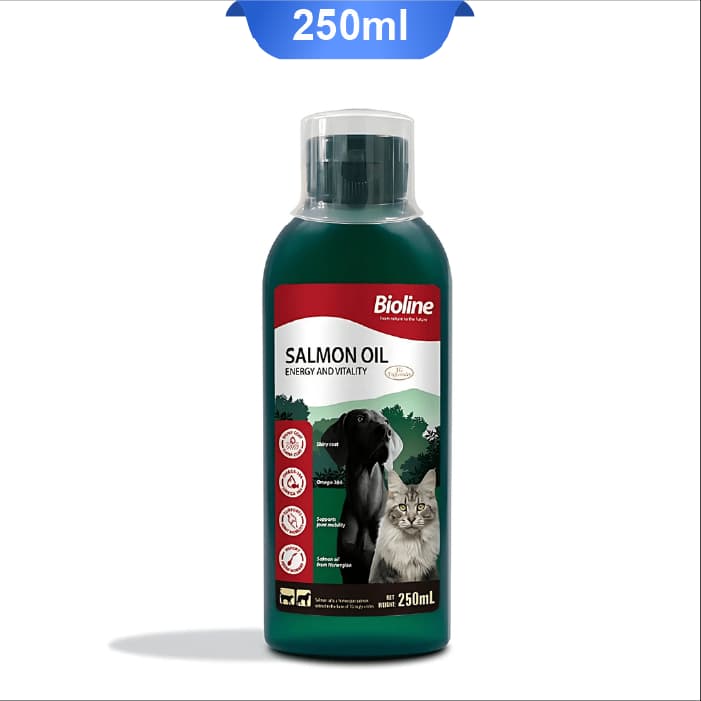 روغن ماهی سالمون سگ و گربه بایولاین حجم 250 میلی لیتر Bioline Salmon Oil
