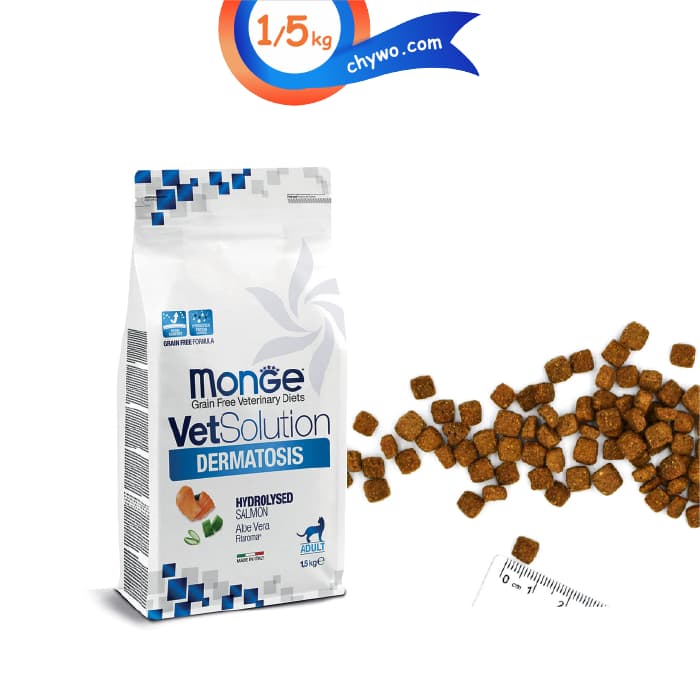 غذای خشک گربه مونژه درماتوزیس مناسب حساسیت پوست و مو طعم مرغ وزن 1.5 کیلوگرم Monge VetSolution Dermatosis