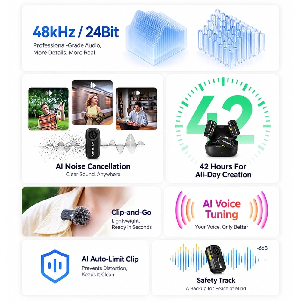 میکروفن بی سیم هالی لند مدل Hollyland Lark A2 Duo — تصویر ۵