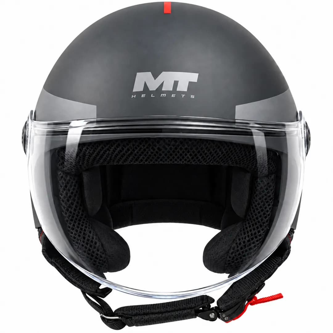 کلاه کاسکت بدون فک MT مدل STREET BEZOS MATT BLACK GRAY RED LINE — تصویر ۵