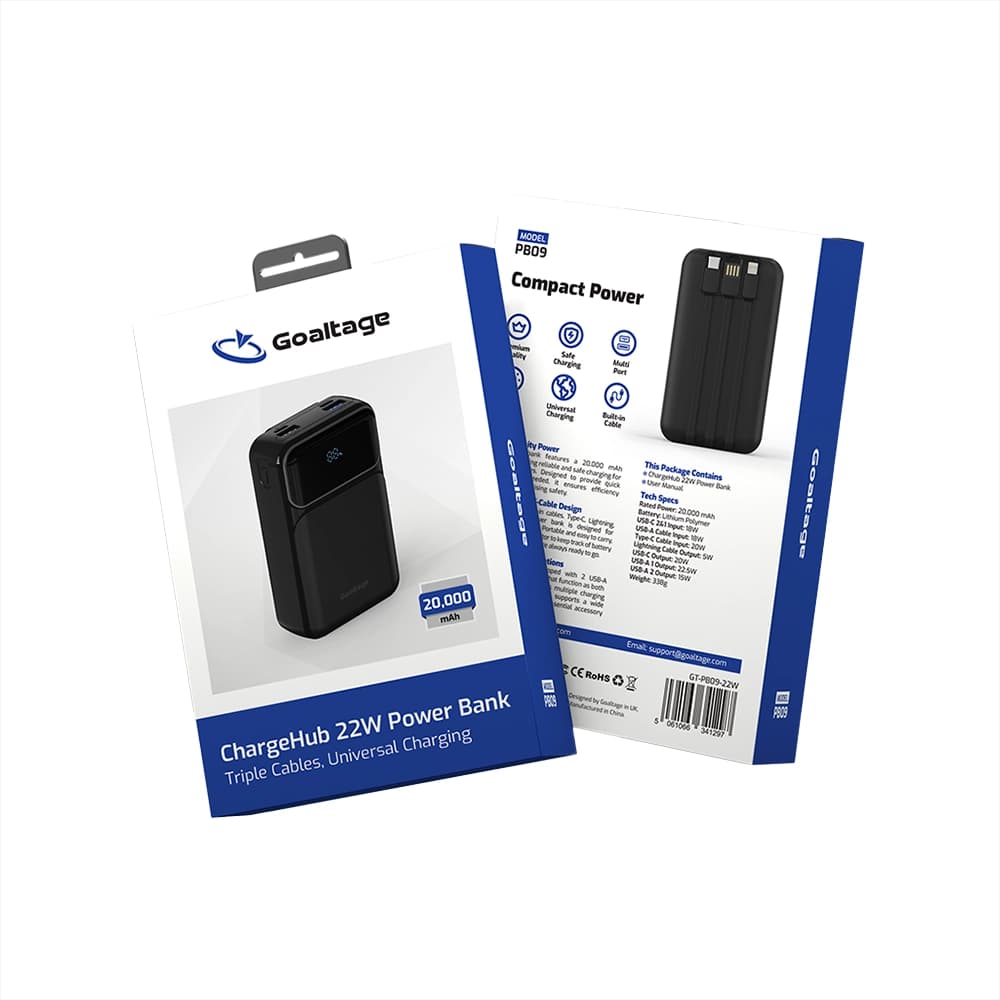 پاوربانک 20000 میلی‌آمپر گلتیج مدل Goaltage PB09 ChargeHub با توان 22 وات — تصویر ۶