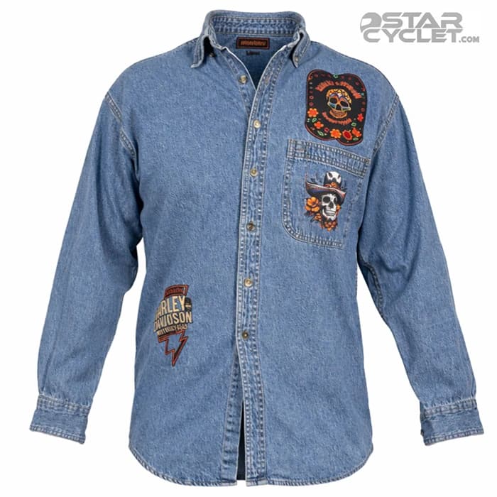پیراهن جین موتورسواری H&M مدل BLUE HARLEY DAVIDSON