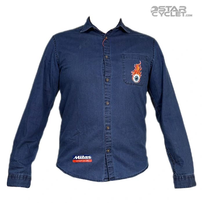 پیراهن کتان موتورسواری CEDAR WOOD مدل DARK BLUE SUZUKI