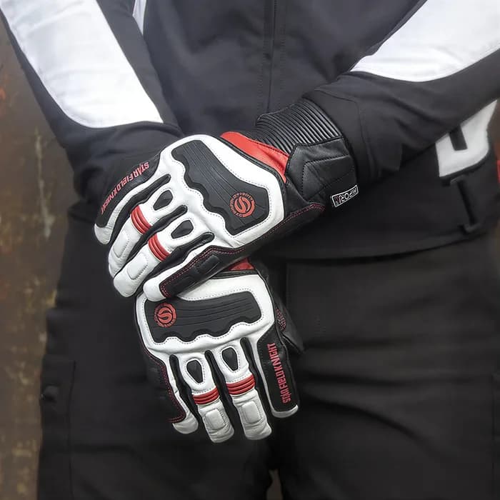 دستکش چرم زمستانی استار مدل SKG 551 BLACK WHITE RED — تصویر ۲