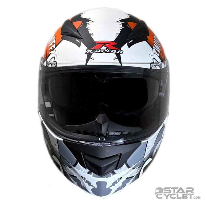کلاه کاسکت فک متحرک راپیدو مدل 950 MATT WHITE ORANGE 74#B — تصویر ۴