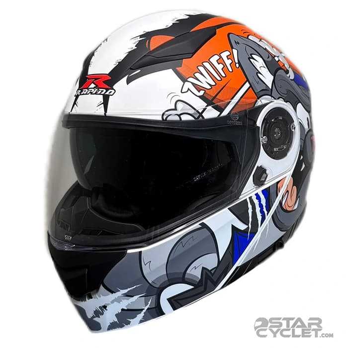 کلاه کاسکت فک متحرک راپیدو مدل 950 MATT WHITE ORANGE 74#B
