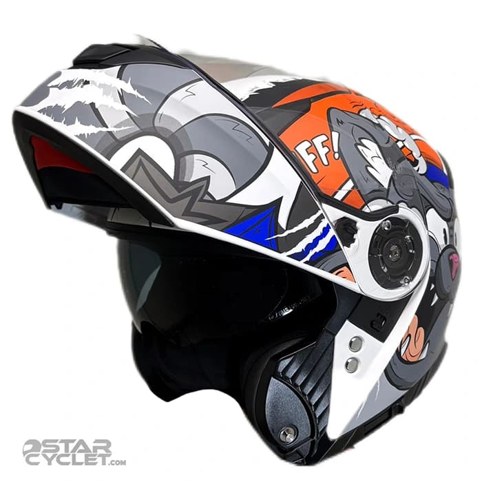 کلاه کاسکت فک متحرک راپیدو مدل 950 MATT WHITE ORANGE 74#B — تصویر ۲