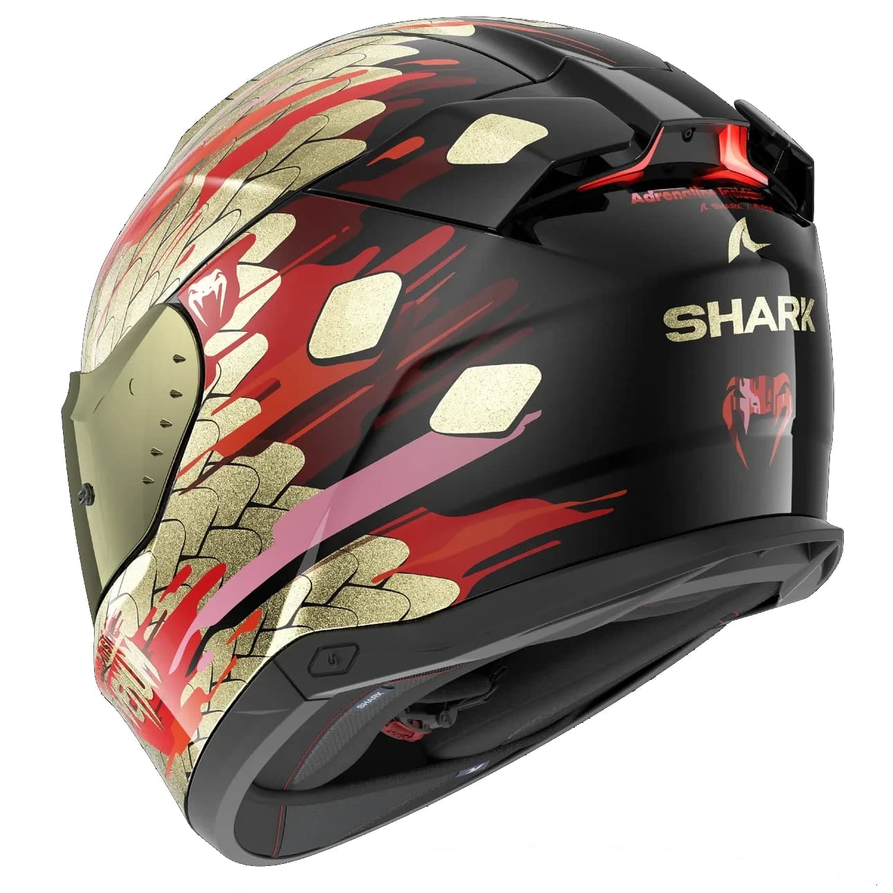 کلاه کاسکت فک ثابت شارک مدل SKWAL i3 VENUM BLACK RED GOLD — تصویر ۴