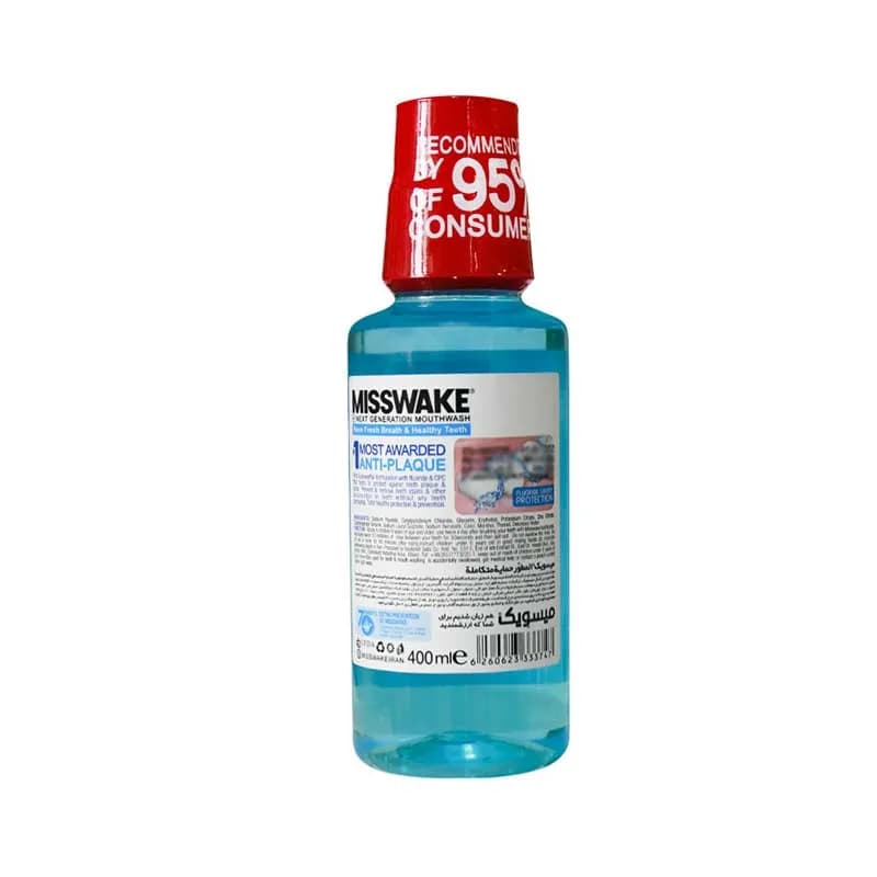 دهان شویه میسویک آنتی پلاک حجم 400 میلی لیتر Misswake Dental Plaque — تصویر ۲