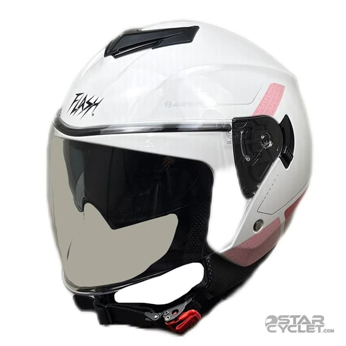 کلاه کاسکت بدون فک FLASH مدل 852 GLOSSY PINK WHITE 34#K