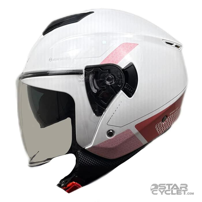 کلاه کاسکت بدون فک FLASH مدل 852 GLOSSY PINK WHITE 34#K — تصویر ۲