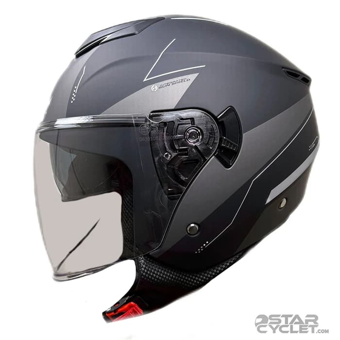 کلاه کاسکت بدون فک FLASH مدل 852 MATT BLACK GRAY 46#A — تصویر ۲