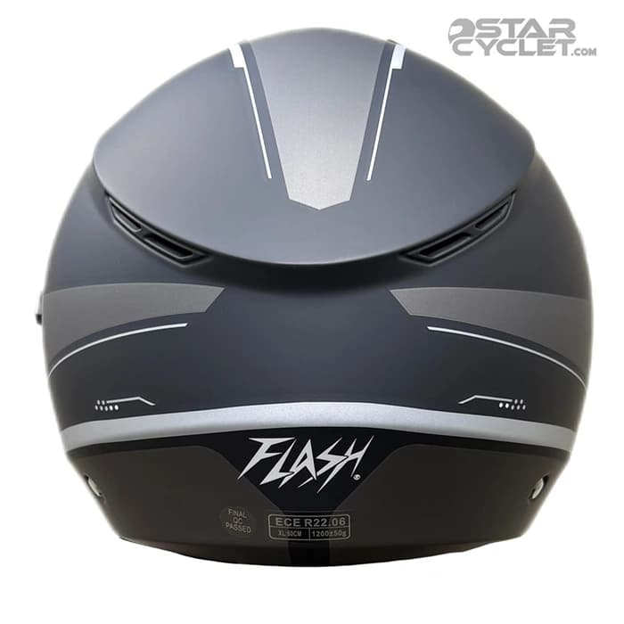 کلاه کاسکت بدون فک FLASH مدل 852 MATT BLACK GRAY 46#A — تصویر ۳