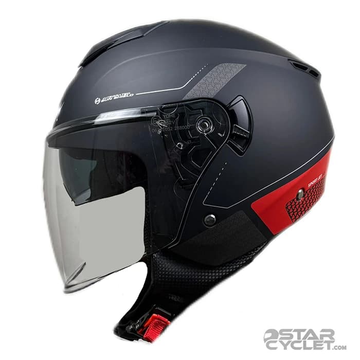 کلاه کاسکت بدون فک FLASH مدل 852 MATT RED BLACK 34#B — تصویر ۲
