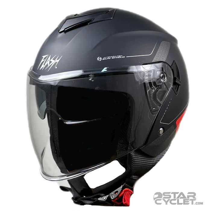 کلاه کاسکت بدون فک FLASH مدل 852 MATT RED BLACK 34#B