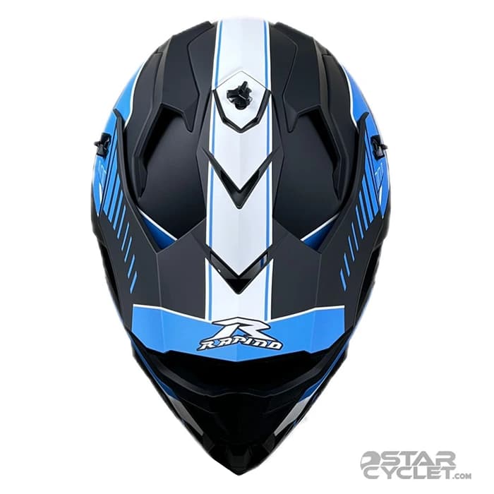 کلاه کاسکت کراسی RAPIDO مدل 635 MATT BLACK BLUE — تصویر ۴