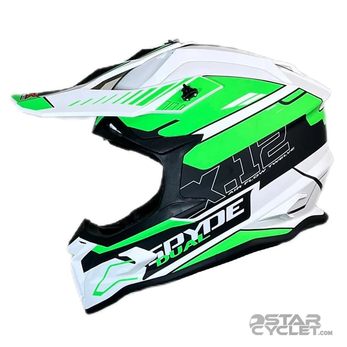 کلاه کاسکت کراسی RAPIDO مدل 635 MATT BLACK GREEN — تصویر ۲