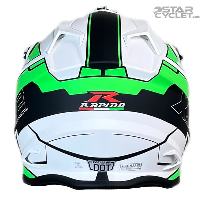 کلاه کاسکت کراسی RAPIDO مدل 635 MATT BLACK GREEN — تصویر ۳