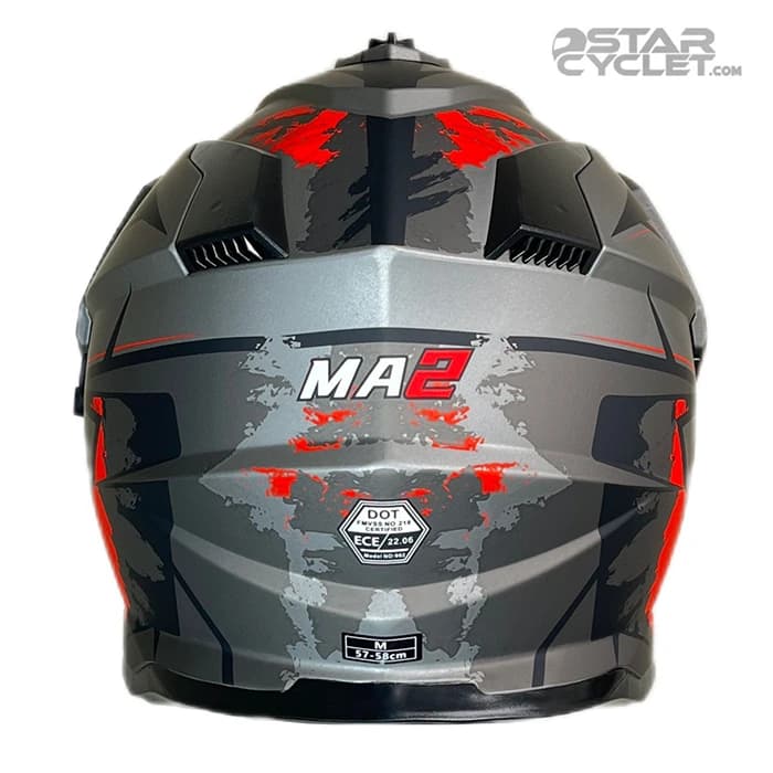 کلاه کاسکت ادونچری MA2 مدل 902 MATT GRAY RED — تصویر ۳