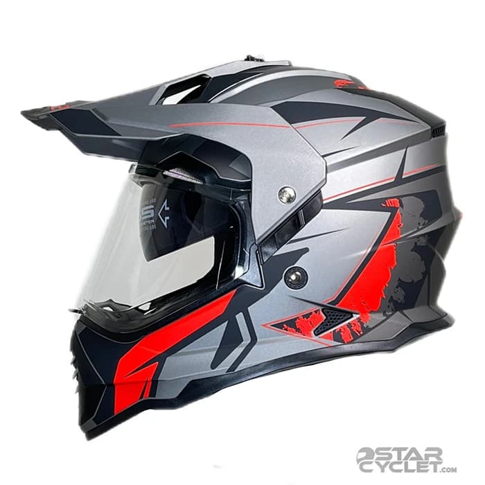کلاه کاسکت ادونچری MA2 مدل 902 MATT GRAY RED — تصویر ۲