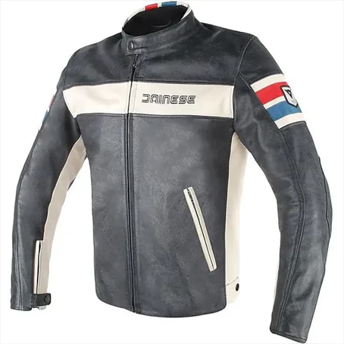 کاپشن چرم زمستانی موتورسواری داینس مدل HF D1 BLACK WHITE RED BLUE