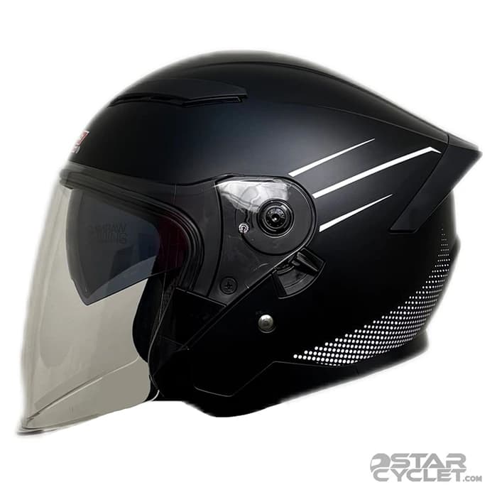 کلاه کاسکت بدون فک MA2 مدل 952 MATT BLACK WHITE — تصویر ۲