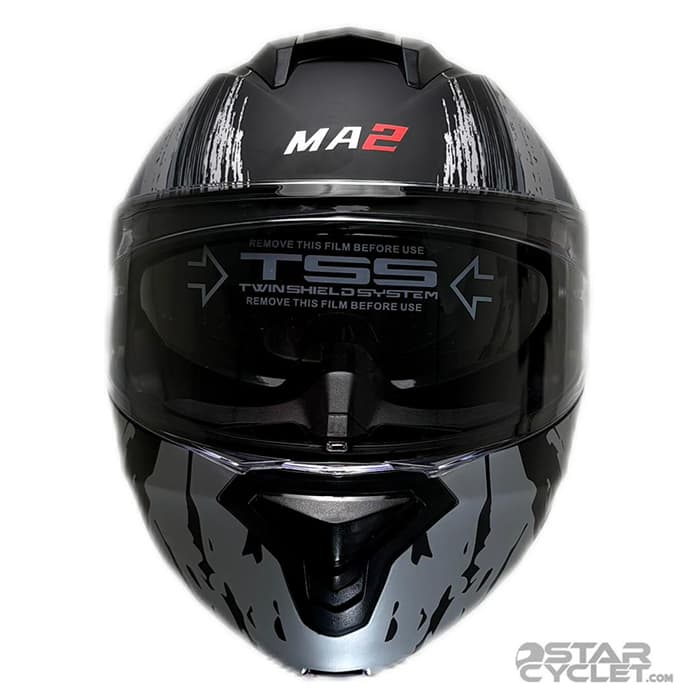 کلاه کاسکت فک متحرک MA2 مدل 963 MATT BLACK GRAY — تصویر ۴