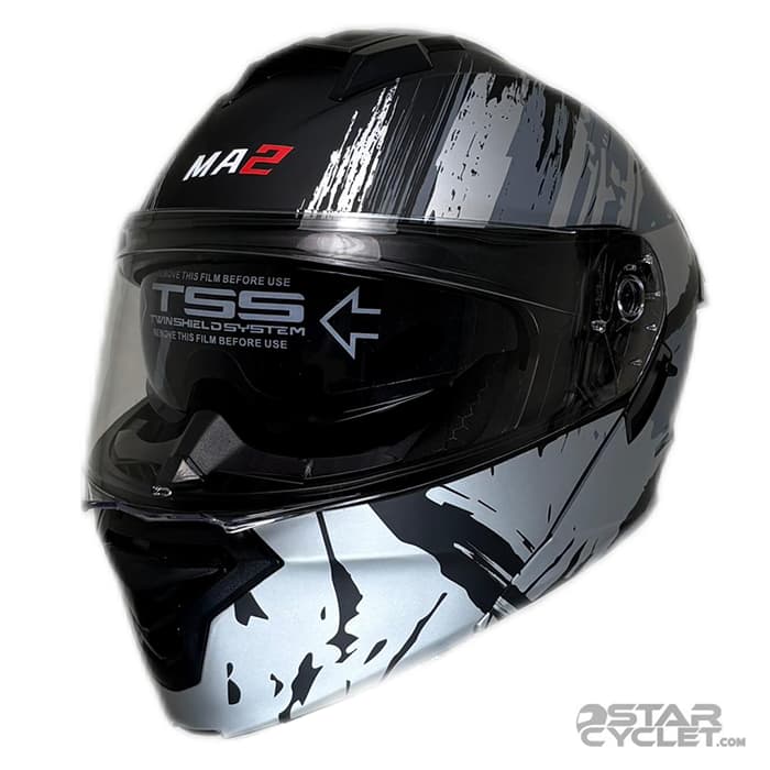 کلاه کاسکت فک متحرک MA2 مدل 963 MATT BLACK GRAY
