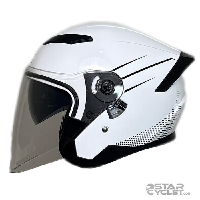 کلاه کاسکت بدون فک MA2 مدل 952 SHINY WHITE BLACK — تصویر ۲