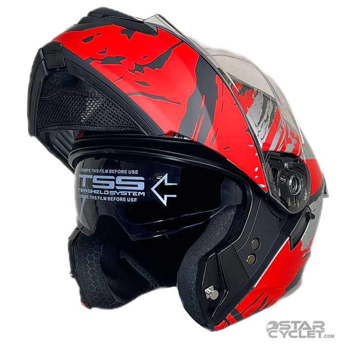 کلاه کاسکت فک متحرک MA2 مدل 963 MATT BLACK RED — تصویر ۲