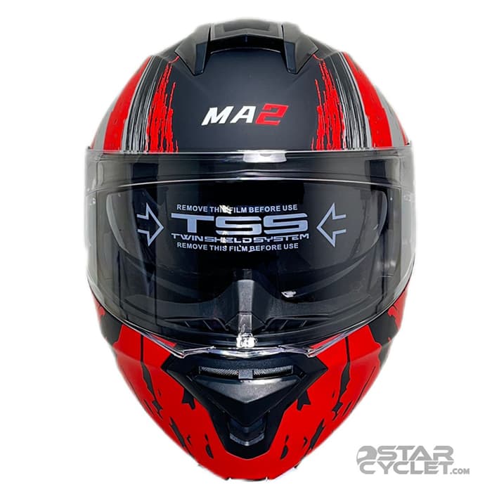 کلاه کاسکت فک متحرک MA2 مدل 963 MATT BLACK RED — تصویر ۵