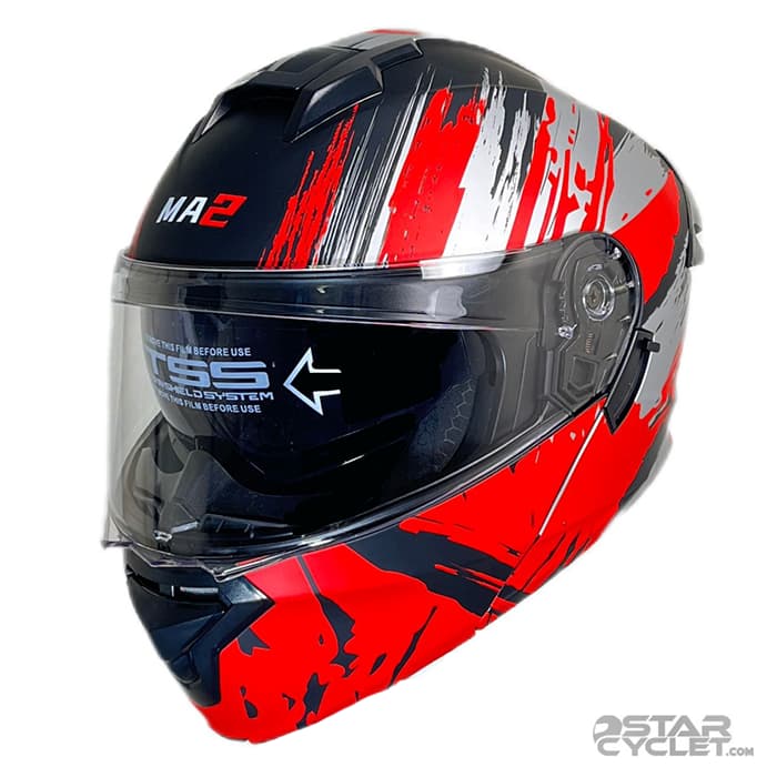 کلاه کاسکت فک متحرک MA2 مدل 963 MATT BLACK RED