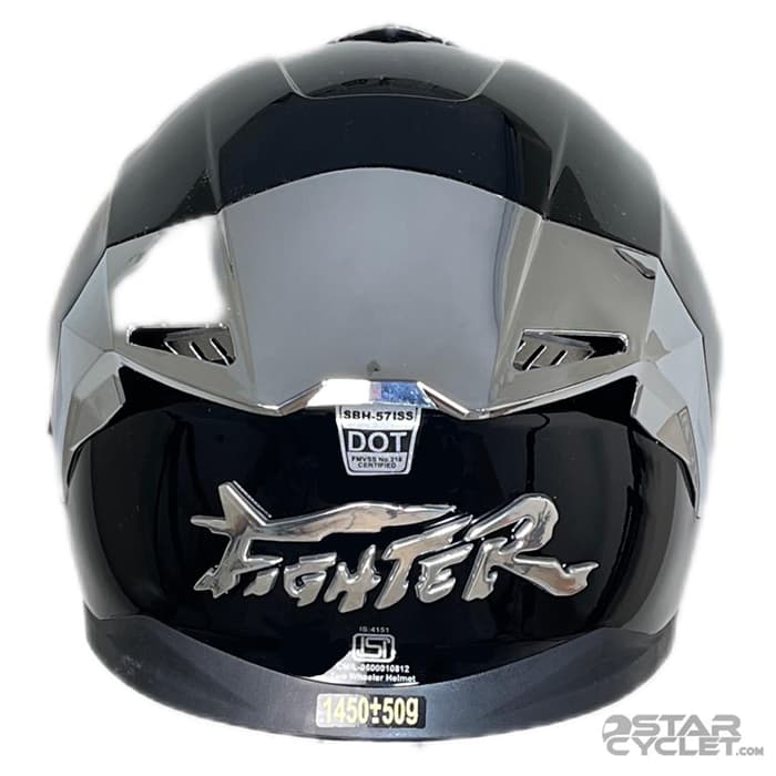 کلاه کاسکت فک ثابت استیل برد مدل SBH57 FIGHTER GLOSSY BLACK CHROM — تصویر ۴