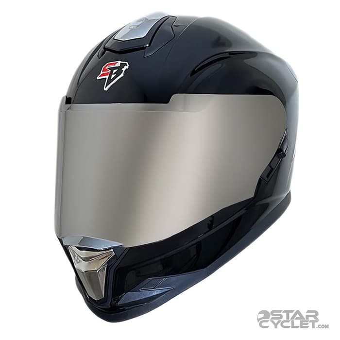 کلاه کاسکت فک ثابت استیل برد مدل SBH57 FIGHTER GLOSSY BLACK CHROM