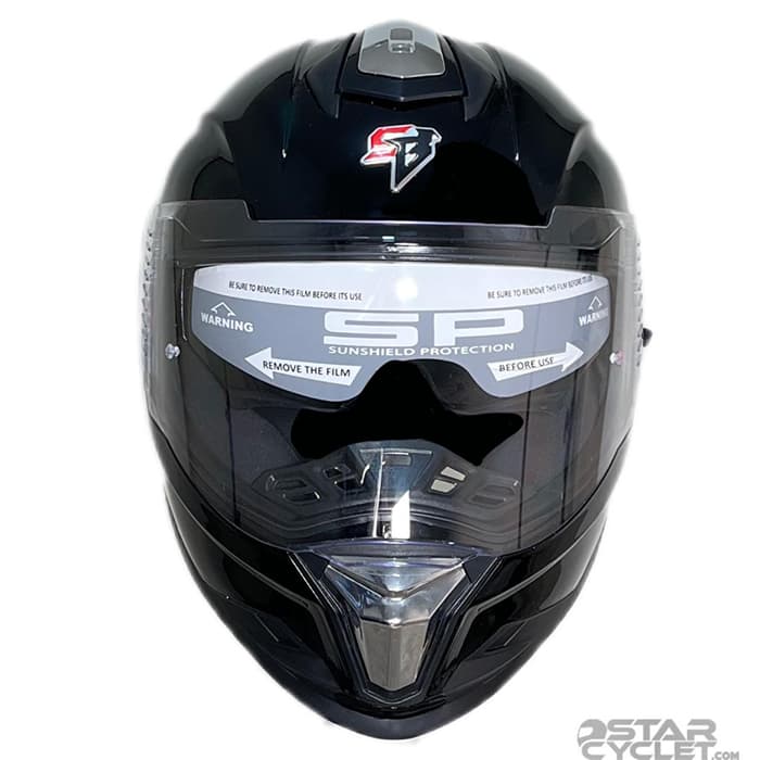کلاه کاسکت فک ثابت استیل برد مدل SBH57 FIGHTER GLOSSY BLACK CHROM — تصویر ۵
