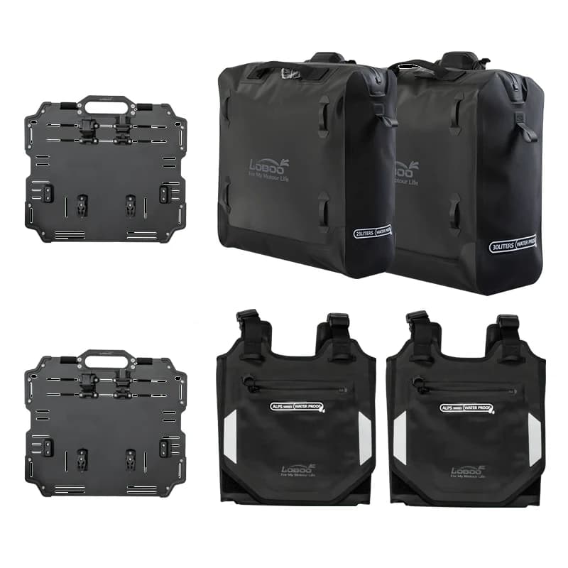 کیف ساید و بغل گارد ایربگ دار موتورسیکلت LOBOO (23L+30L) مدل ALPS BLACK